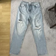 ZARA ダメージ ストレートデニム ライトブルー EUR36