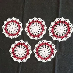 レース編み ドイリー コースター 5枚セット