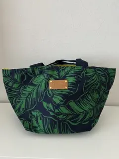 L'ESSAGE 葉柄 トートバッグ ネイビー/グリーン