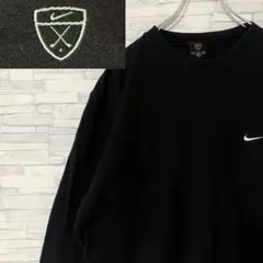 【希少】90s NIKE ナイキゴルフ スウェット 前後刺繍ロゴ ブラック XL