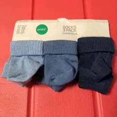 ベビー靴下 3足セット ライトブルー ダークブルー
