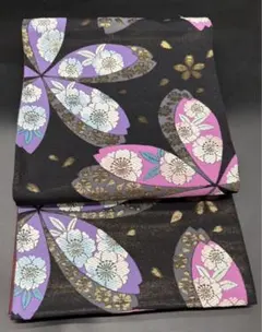 高級　洒落帯　袋帯　□ ポリエステル　花柄　梅　花びら　振袖　421のサムネイル