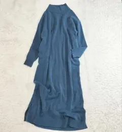 アーバンリサーチドアーズ ニットワンピース　タートル　青　キャメル　フリー