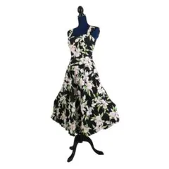 【美品 ハワイ製 フラダンス衣装】ブラック PARADAISE BAY ドレス