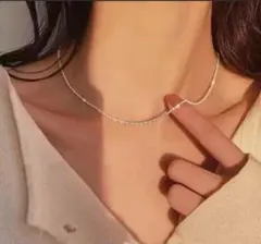 ネックレス シルバー チェーン チョーカー 上品 アクセサリー シンプル40cm