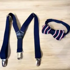キッズ用　蝶ネクタイ　コムサイズム　サスペンダー　セット　ネイビー