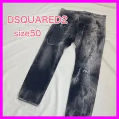 ディースクエアード ブラックデニム 総柄 ダメージ加工