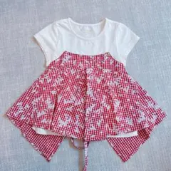 kate spade 赤いチェック柄Tシャツ 100