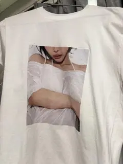 minamo フォトプリント クルーネックTシャツ ホワイト