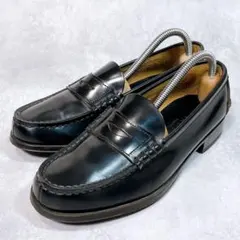 美品【ハルタ】コインローファー (24) 3048 本革　レザー 通学 ブラック