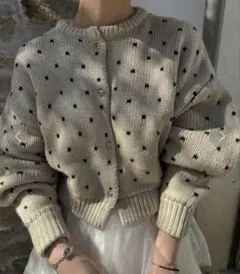 【人気】WILLFULLY ウィルフリー ハートドットリバーシブルカーディガン