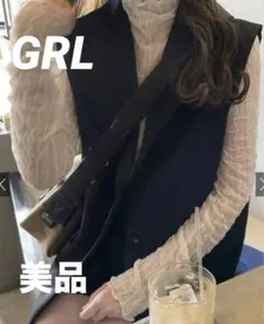 GRL リボンベルト付きサイドスリットジレk8898