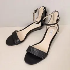 COLE HAAN フラットサンダル アンクルストラップ 本革 ブラックのサムネイル