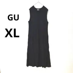 美品 GU XL ブラック リブニット ワンピース　ノースリーブのサムネイル