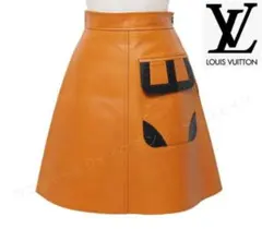 ルイヴィトン　レザー　スカート　ラップ　36 ベージュ　ブラック ルイヴィトン レザー スカート ラップ 36 ベージュ ブラック