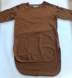 Allumer ブラウン ロング丈Tシャツ 半袖