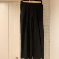 CINEMA CLUB ワイドパンツ　あったかパンツ　黒　LL ウエストゴム