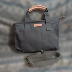 LANCEL フランス製 ビッグジップ キャンバス×レザー ハンドバッグ 