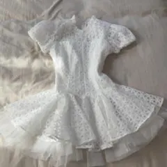 【新品未使用】総レース ミニワンピース パフスリーブ チュール 白
