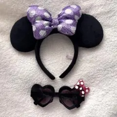 【お値下げ中】ディズニー　カチューシャ　サングラス　ミニー　紫