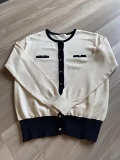 Te chichi バイカラーカーディガン