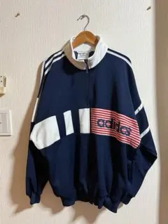 adidas ヴィンテージ　ジップアップジャケット ネイビー