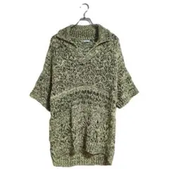 ZARA ニットトップス M カーキ ミックス編み 襟付き おしゃれ 暖か 秋冬