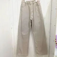 ストレートデニムパンツ ベージュ サイズ【M】後ろゴム仕様