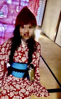 帯、帯締め新品未使用、赤地 菊柄 着物 帯 帯締め セットのサムネイル