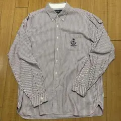 【古着】RALPH LAUREN ワンポイント刺繍ロゴ　長袖シャツ　ストライプ
