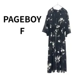 PAGEBOY 花柄 シフォンワンピース ブラック ロング フリーサイズ 透け感