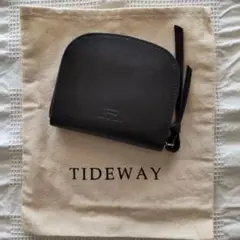 TIDEWAY　コンパクトウォレット　ミニ財布　牛革　黒色　日本製　袋付き
