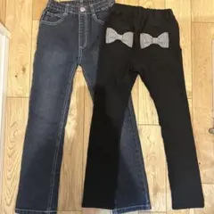 デニム　ブラック　長ズボン　女の子　２枚　セット　130