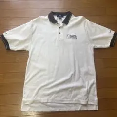 VANTAGE ホワイト ストライプ ポロシャツ