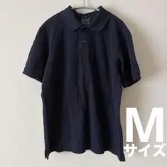 MUJI 無印良品 紳士 洗いざらし鹿の子編み半袖ポロシャツ Mサイズ ネイビーのサムネイル