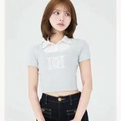 darich コンビニ支払❌ DDロゴレイヤードニットトップス ブルー　SAX