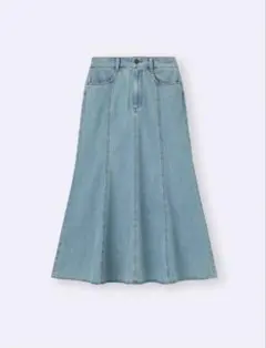 新品！GU☆ライトデニムフレアマキシスカート　Lサイズ