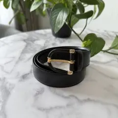 美品☆POLENE ベルト ブラック ゴールド金具 - メルカリ
