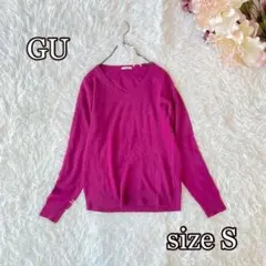 【GU】カシミヤタッチ Vネックセーター(S) ピンク