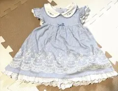 ストライプ柄 刺繍レース襟 ワンピースのサムネイル