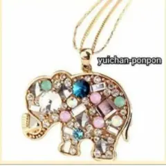 カラフルな象デザインネックレス