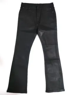 コーティングフレアパンツ ブーツカット デニム ジーンズ ブラック 黒 Y2K