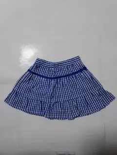 青と白のギンガムチェック柄フリルスカート 110センチ