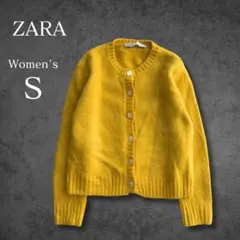 【美品】ZARA アルパカ混 ニットカーディガン イエロー Sサイズ