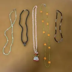 カラフルビーズ　エスニック　ネックレス　5本