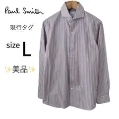 Paul Smith現行タグ ストライプ 長袖シャツ コットン 日本製 Lサイズ