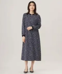 ジェイプレス【洗える】スパンウェーブフラワープリント ワンピース　T13