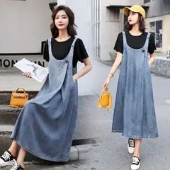 サロペットワンピース レディース マキシワンピース ロングワンピース