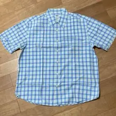 p*い様 OLD NAVY 半袖チェックシャツ 水色　 L