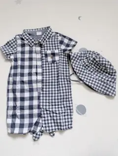 GAP ベビー ロンパース 帽子セット ギンガムチェック